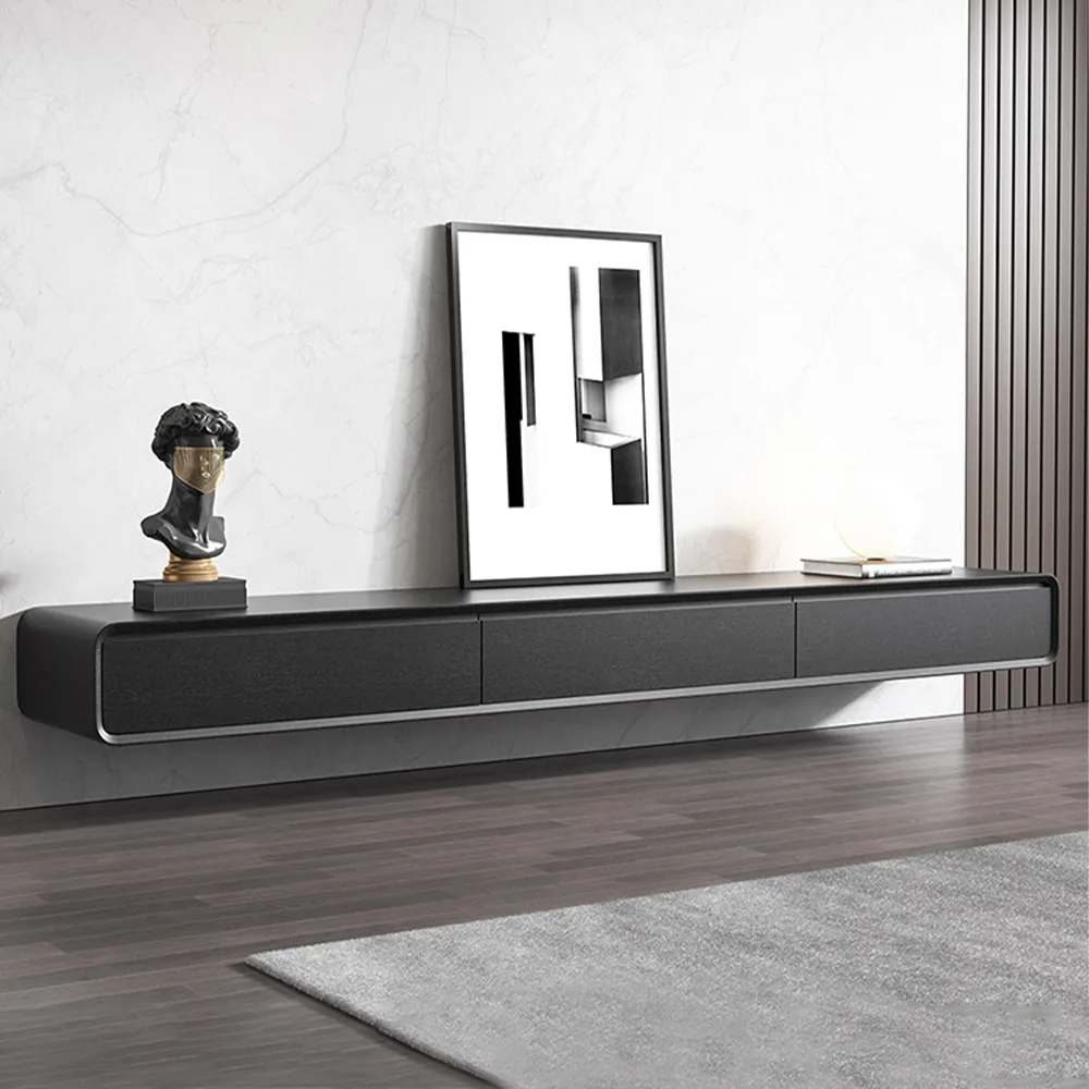 Minimalist Wall-mounted Rubber Wood Floating TV Stand
