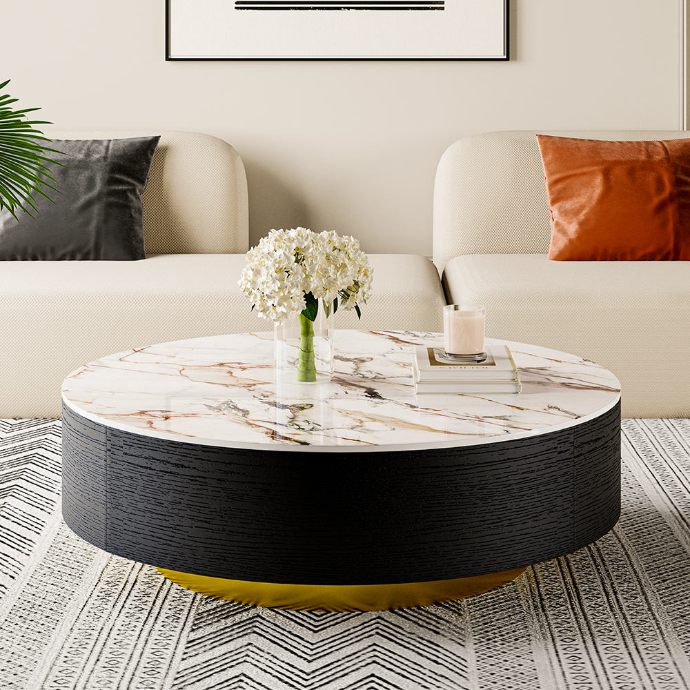 Round Table with Golden Pedestal