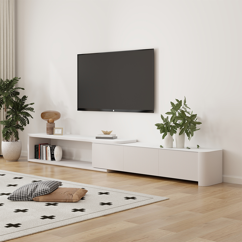 White TV Stand with Large Storage