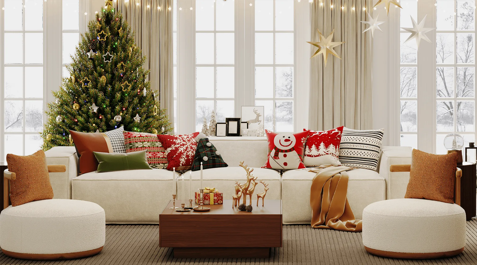 Sofa Winter Decor For Christmas