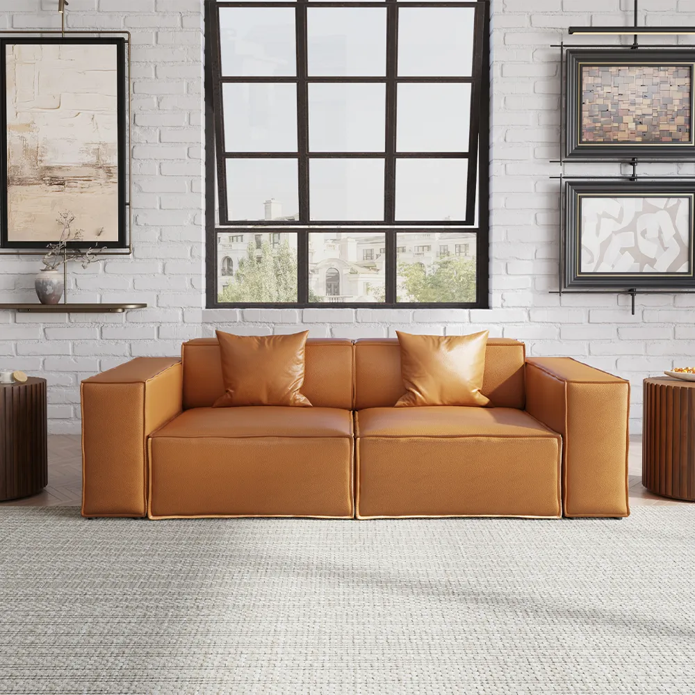 Brown Leather Couch for Living Room