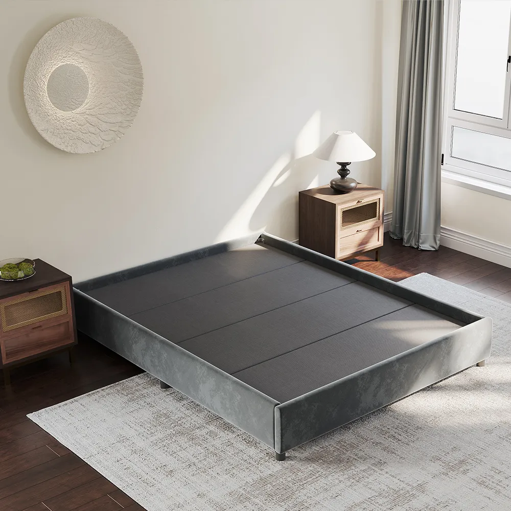 Minimalist Velvet Platform Bed
